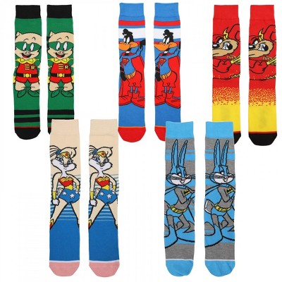 Adult Justice League X Looney Tunes Crew Socks 5-Pair Pack