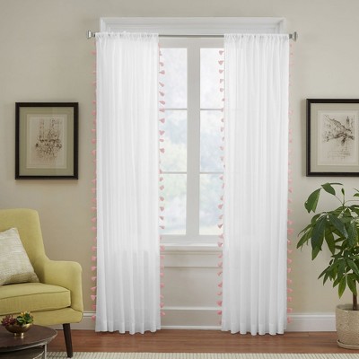Elrene Bianca Sheer Boho Single Window Curtain Panel with Tassels - 52" x 84" - Elrene Home Fashions