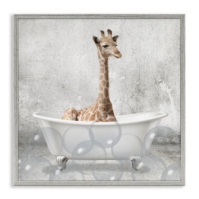 Stupell Industries Baby Giraffe Bath Time, 12" x 12"