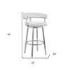 HomeRoots 26" White And Silver Faux Leather And Stainless Steel Low Back Counter Height Swivel Bar Chair - 3 of 4