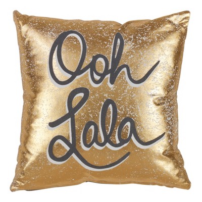 Ooh Lala Square Throw Pillow Gold - Saro Lifestyle