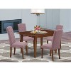 HomeStock 5-Pc Mahogany Finish Solid Wood Top - Rectangular Dining Room Set with Butterfly Leaf - Seats 4 - 2 of 4