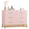 Jojoka 6 Drawer Dresser for Bedroom, Narrow Wooden Storage Organizer Cabinet with Metal Legs, for Living Room, Pink - 3 of 4