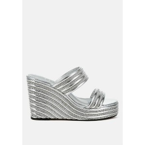Benched Metallic Faux Leather Wedge Sandals Women - 1 of 4