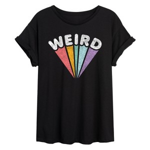 Women's - Instant Message - Weird Rainbow Oversized Graphic T-Shirt - 1 of 4