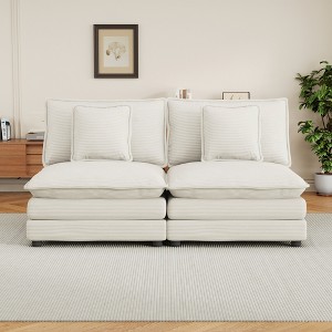 Modular Corduroy Sofa Couch, Upholstered Sofa with Removable Pillows & Deep Seat for Living Room - ModernLuxe - 1 of 4