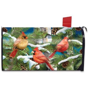 Snowy Cardinals Winter Magnetic Mailbox Cover Pine Cones Standard Briarwood Lane - 1 of 3