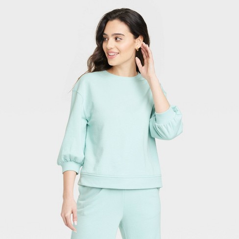 Women's French Terry Sweatshirt - A New Day™ Light Green M : Target