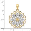 Black Bow Jewelry 14K Yellow Gold & White Rhodium Filigree Hearts Pendant, 25mm (1 inch) - 4 of 4
