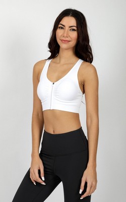 90 Degree By Reflex Women's Seamless Ribbed Cropped Bra Top 2pk - Ocean  Silk/white - Large : Target