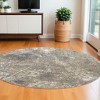 HomeRoots 8' Gray and White Round Abstract Non Skid Area Rug - 2 of 4