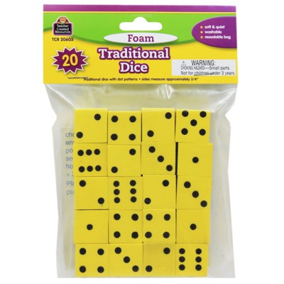 Teacher Created Resources Foam Traditional Dice, 0.75", Pack of 20, 4 Packs