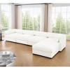 DOMETOUR Modular 4-Seat L-Shaped Sectional Sofa with Storage, Cylindrical Backrest & Armrests, Deep Seating, White - 3 of 4
