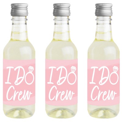 Big Dot of Happiness Pink Elegantly Simple - Mini Wine and Champagne Bottle Label Stickers - Wedding or Bridal Shower Guest Party Favor Gift 16 Ct