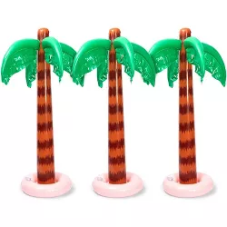 Blue Panda 3 Pack Inflatable Tropical Theme Party Decorations Palm Tree, Pool Floats Toys, for Hawaiian Tropical Birthday Party Supplies, 35 in