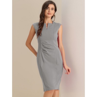Женские платья INSPIRE CHIC Women's Pencil Sleeveless Office Elegant Business Sheath Dress Medium Light Grey — фото 3