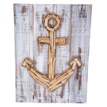 Beachcombers Drift Anchor Coastal Plaque Sign Wall Hanging Decor Decoration For The Beach 18 x 24 x 1.5 Inches.