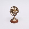 Decorative 4" Brass Armillary Sphere with Wood Base for Desk or Shelf Display - 3 of 4