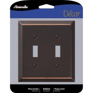 Amerelle Century Antique Bronze 2 gang Stamped Steel Toggle Wall Plate 1 pk - 1 of 1