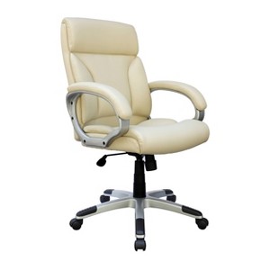 Modern Mid Back Executive Chair Ivory - Boss Office Products: Pneumatic, Swivel, Ergonomic Design - 1 of 4