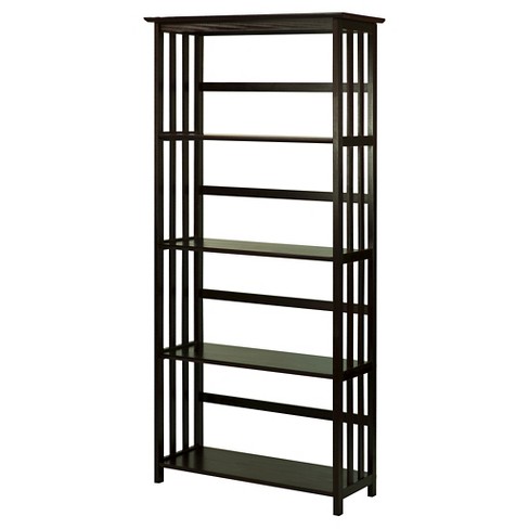 63 5 Tier Mission Style Bookcase Target, Mission Style Bookcase With Glass Doors