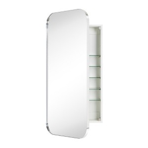 TEHOME Surface and Recessed Mount Rectangular Stainless Steel Metal Framed Bathroom Medicine Cabinet with Mirror - 1 of 4