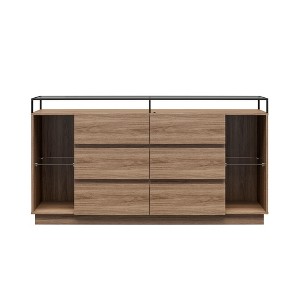 RealRooms Devon 6-Drawer Dresser with LED Lights and Glass Top - 1 of 4