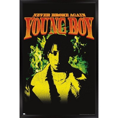 Trends International NBA Youngboy - Green Flame Framed Wall Poster Prints