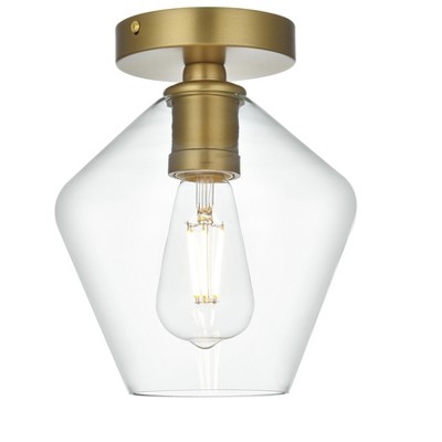 Elegant Lighting Gene 8 Inch Flush Mount Clear Shade in Satin Gold