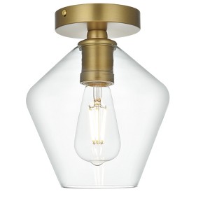 Elegant Lighting Gene 8 Inch Flush Mount Clear Shade in Satin Gold - 1 of 4