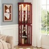 Corner Curio Cabinet Lighted Corner Display, Glass Display Shelf Shelving Bar cabinet with Tempered Glass Door - 3 of 4