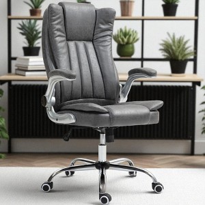 Mshliw Executive High Back Swivel Office Chair with Adjustable Height, Tilt Function, Padded Flip-Up Arms and Microfiber Upholstery - 1 of 4