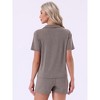 INSPIRE CHIC Women's 2 Pcs Lounge Set Button Down Short Sleeve Tops with Shorts Casual Pajama Sets - 4 of 4