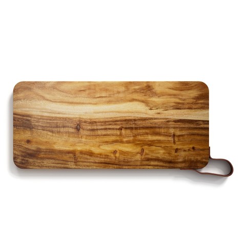 American Atelier Acacia Wood Cutting Board With Single Leather Handle, Large  Chopping Board, Wooden Serving Tray For Cheese, Meats, Charcuterie Board :  Target