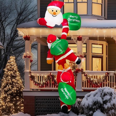 SUGIFT 8 ft Hanging Christmas Inflatables Decoration, Christmas Inflatable Climbing Santa, Blow up Inflatable