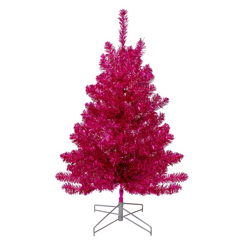 Northlight 3' Metallic Pink Tinsel Artificial Christmas Tree - Unlit, 1 of 8