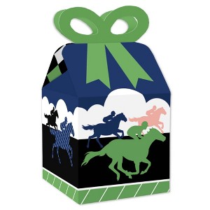Big Dot of Happiness Kentucky Horse Derby - Square Favor Gift Boxes - Horse Race Party Bow Boxes - Set of 12 - 1 of 4