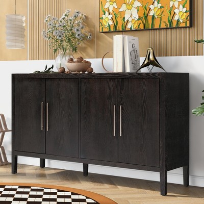 Whisen 4-Door Wooden Storage Cabinet Sideboard with with 4 Metal handles and 4 Shelves