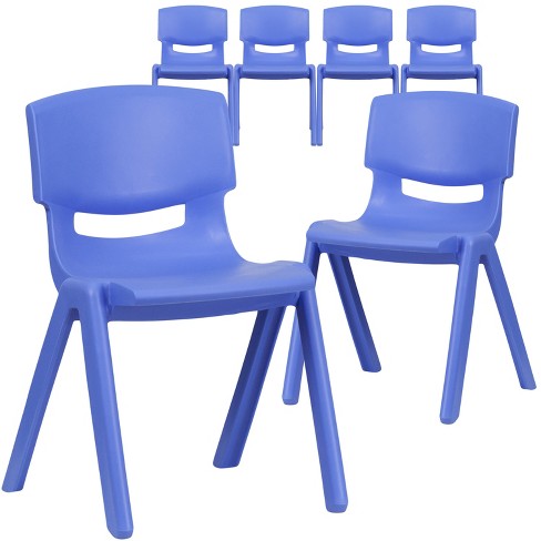 Flash Furniture Whitney 6 Pack Blue Plastic Stackable School Chair