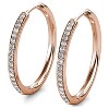 18k Gold Plated 25mm Hoop Earrings with Crystals for Women - 2 of 4
