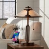 Franklin Iron Works Samuel Industrial Desk Lamp 20" High Rubbed Bronze with USB Charging Port Natural Mica Shade for Bedroom Living Room Bedside Desk - 2 of 4