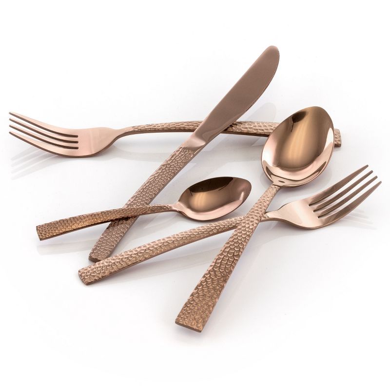 MegaChef Baily 20 Piece Flatware Utensil Set, Stainless Steel Silverware Metal Service for 4 in Rose Gold, 2 of 8