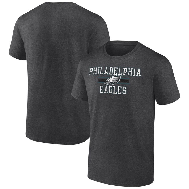 NFL Philadelphia Eagles Men&#39;s Team Striping Gray Short Sleeve Bi-Blend T-Shirt, 1 of 4
