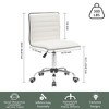 Adjustable Task Chair PU Leather Low Back Ribbed Armless Swivel Desk Chair Office Chair Wheels - 4 of 4