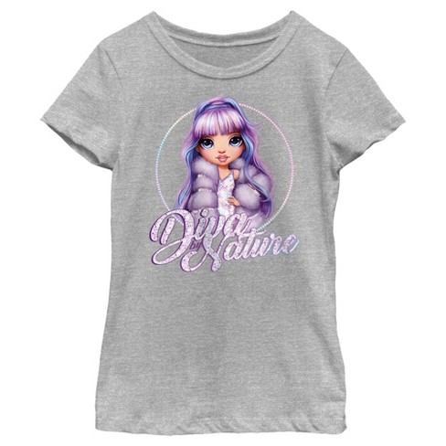 Girl's Rainbow High Violet Diva by Nature T-Shirt - Athletic Heather - Large