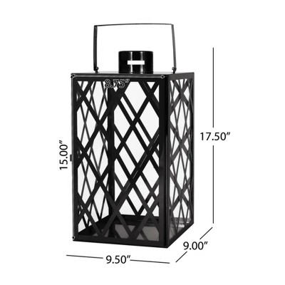 Vynxaria 18" Modern Stainless Steel Lantern with Lattice Design