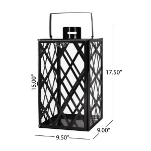 Vynxaria 18" Modern Stainless Steel Lantern with Lattice Design - 1 of 4