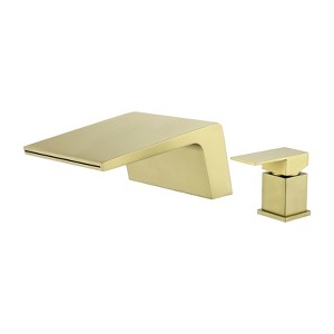 Cobbe Brushed Gold 2-Hole Wide Waterfall Spout Modern Bathroom Mixer Single Lever with Inlet Hose - 1 of 4