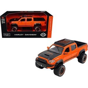 2023 Toyota Tacoma TRD Pro Pickup Truck "Harley Davidson" Orange and Black with Roof Rack 1/24 Diecast Model Car by Maisto - 1 of 3