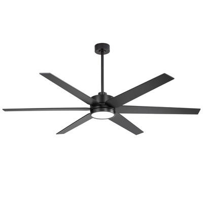 Airsurfer 72" Matte Black LED Ceiling Fan with Remote, 6-Speed Reversible Motor, 3-Color Light & Memory Function